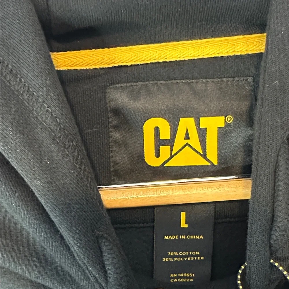 CAT Caterpillar Embroidered Logo Pullover Hoodie Men’s Large Black NWT